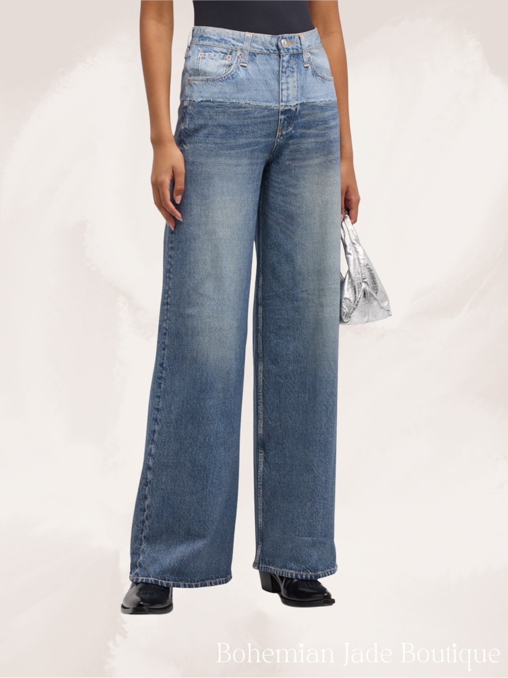 Rag & Bone rb Miramar Sofie Wide Leg Cotton Terry Jeans Women’s Size 27